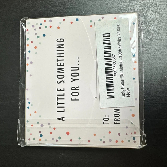 NIB LUCKY FEATHER 14K Gold Dipped Milestone 50th Birthday Stretch Bracelet - Picture 7 of 7